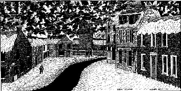 Pen Drawing Dunning Square with snow